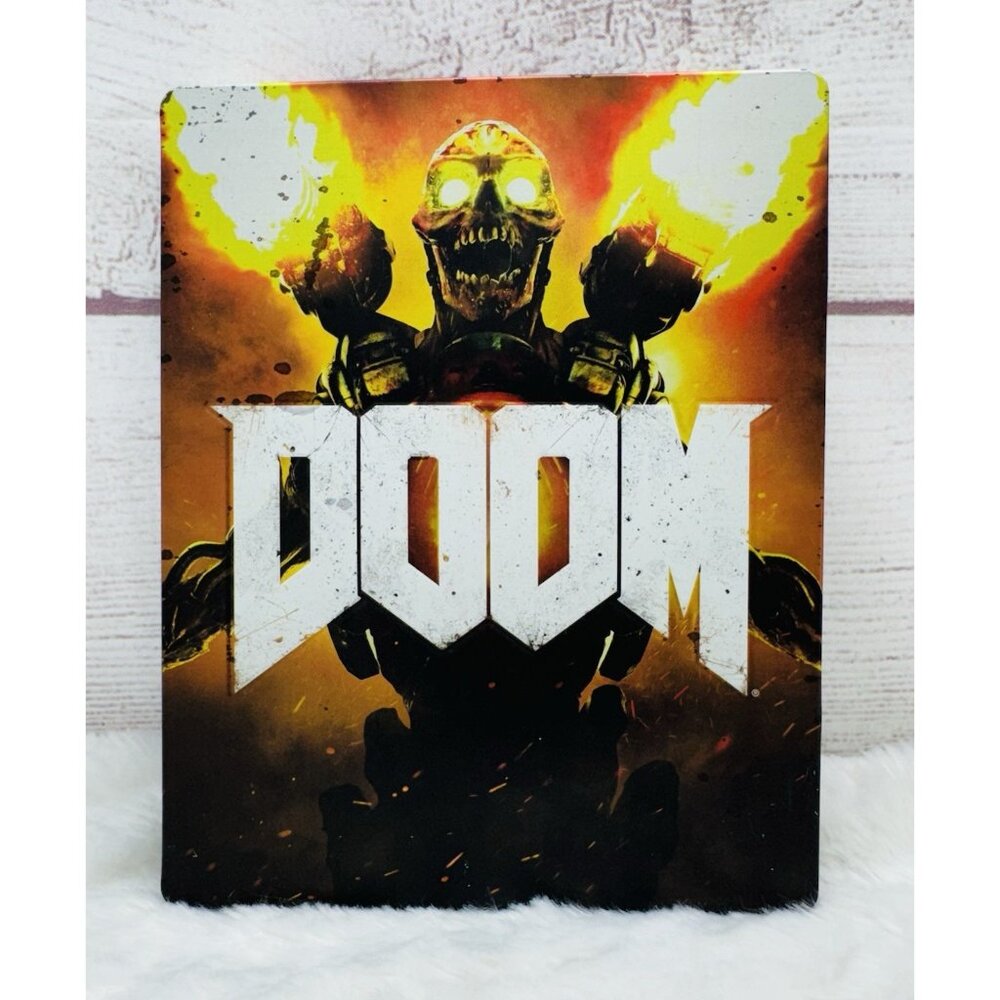 DOOM (PS4, PlayStation 4, 2016) SteelBook ONLY (NO DISC) + Manual - USED